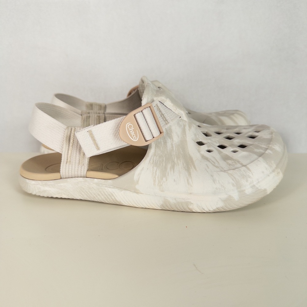 Chaco Womens Chillos Clogs Size 9 Bone Marbled Adjustable Strap Comfort Sandals - Picture 1 of 9